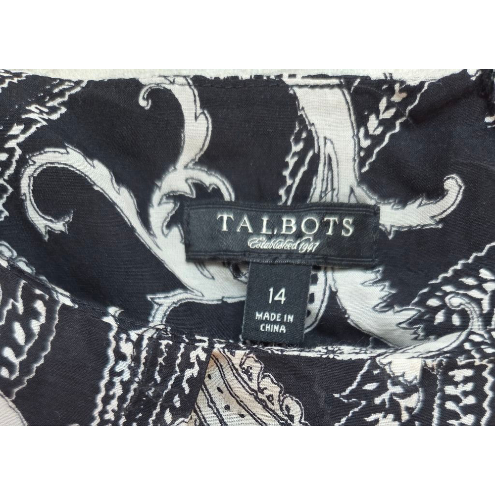 Women's Talbots Dress Size 14 Black White Paisley - Picture 2 of 2